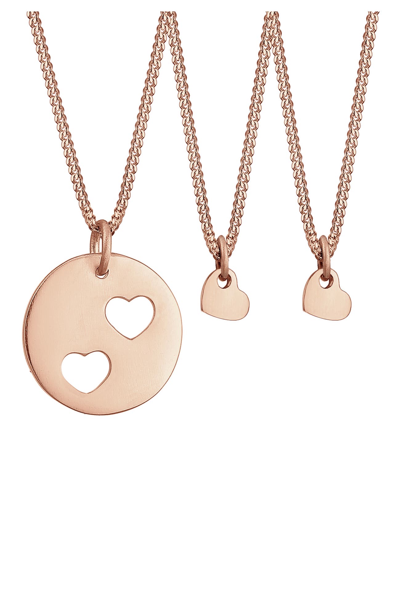 ELLI Kette Trio Herz Mutter Kind Cut Out Herz Set 925 Sterling Silver Rosegold, Bild 1