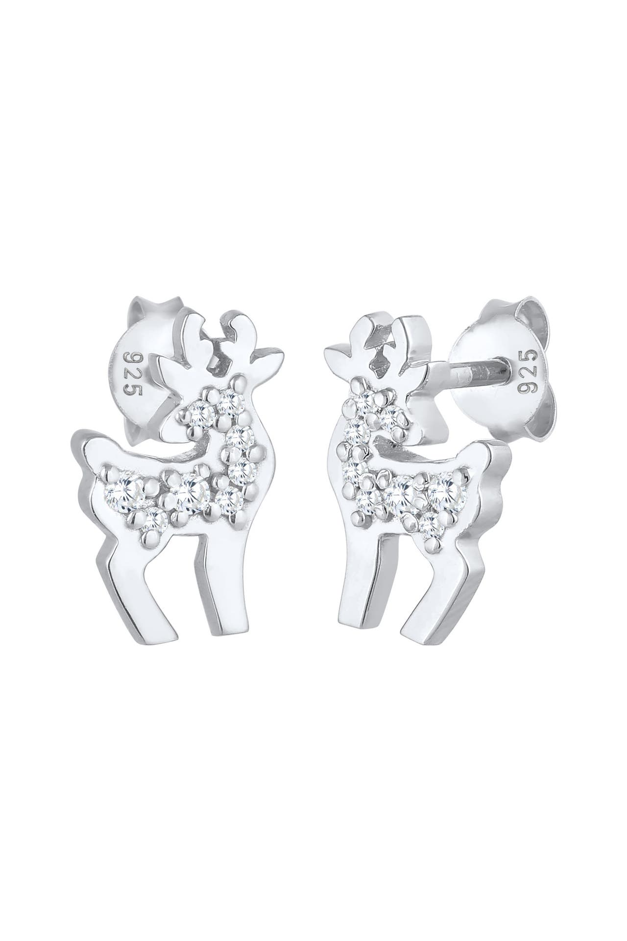 ELLI Ohrringe Rentier Zirkonia Christmas Weihnachten 925 Silber Silber, Bild 1
