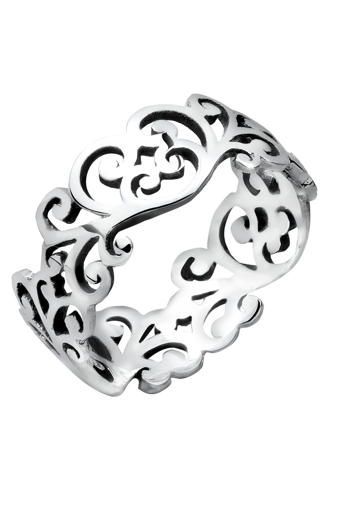 ELLI Ring Ornament Cut Out Blätter 925 Silber Grau, Bild 1