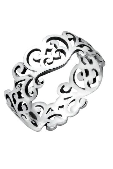 ELLI Ring Ornament Cut Out Blätter 925 Silber Grau
