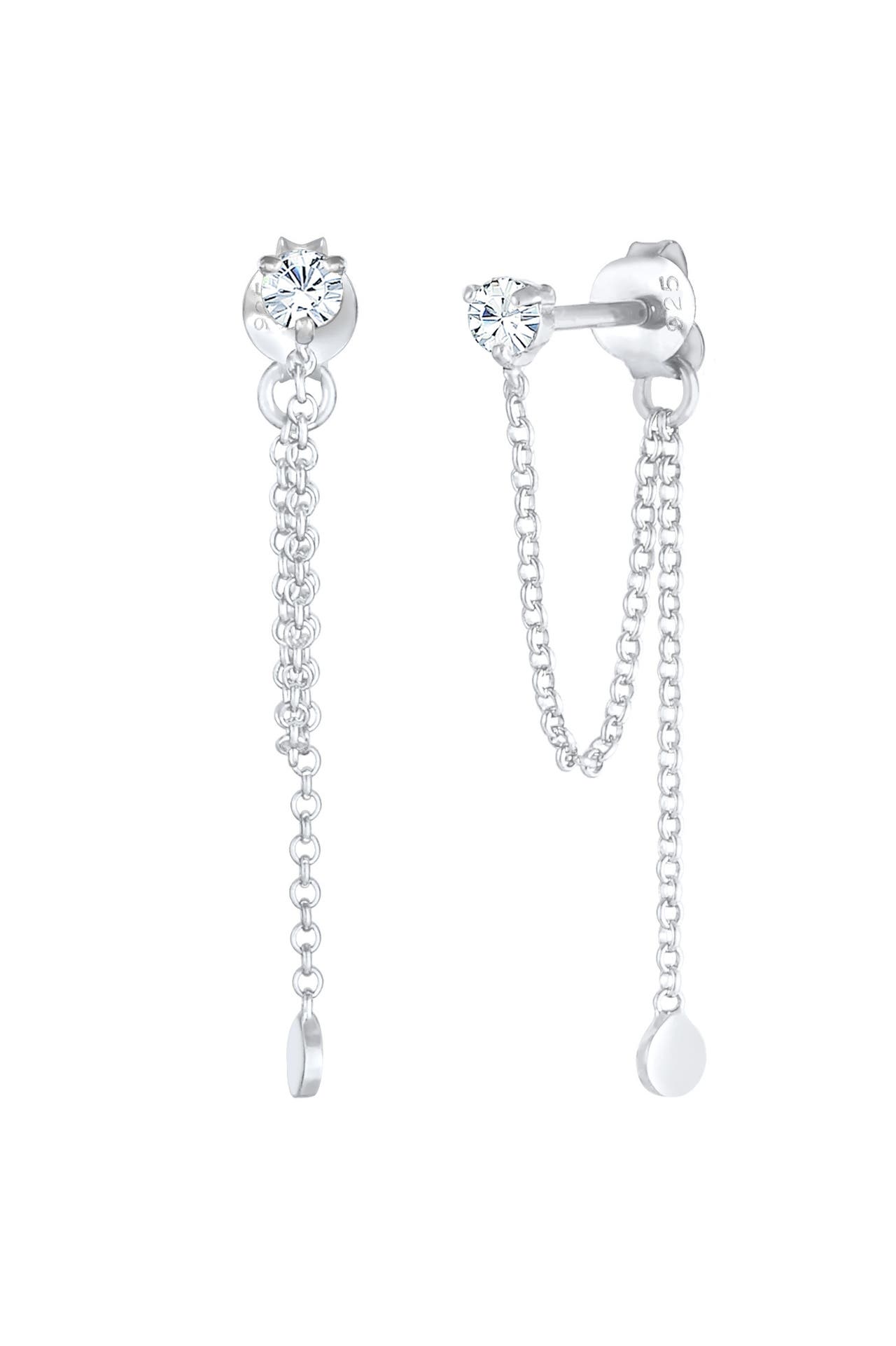 ELLI Ohrringe Rund Ketten Look 925 Sterling Silber, mit Kristallen von Swarovski® Silber, Bild 1