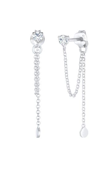 ELLI Ohrringe Rund Ketten Look 925 Sterling Silber, mit Kristallen von Swarovski® Silber