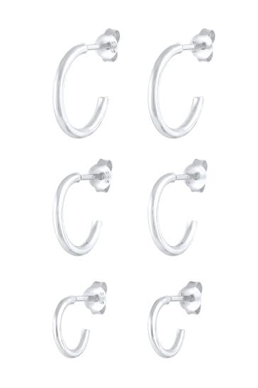 ELLI Ohrringe Creolen-Set Basic Hoop (6-tlg) 925 Silber Silber