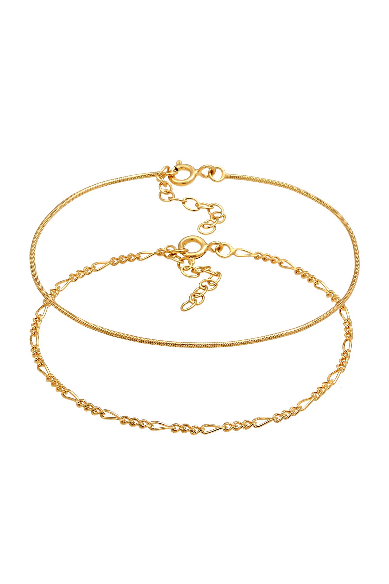 ELLI Armband Armkettchen-Set Figaro Rund Basic 925 Silber Gold, Bild 1