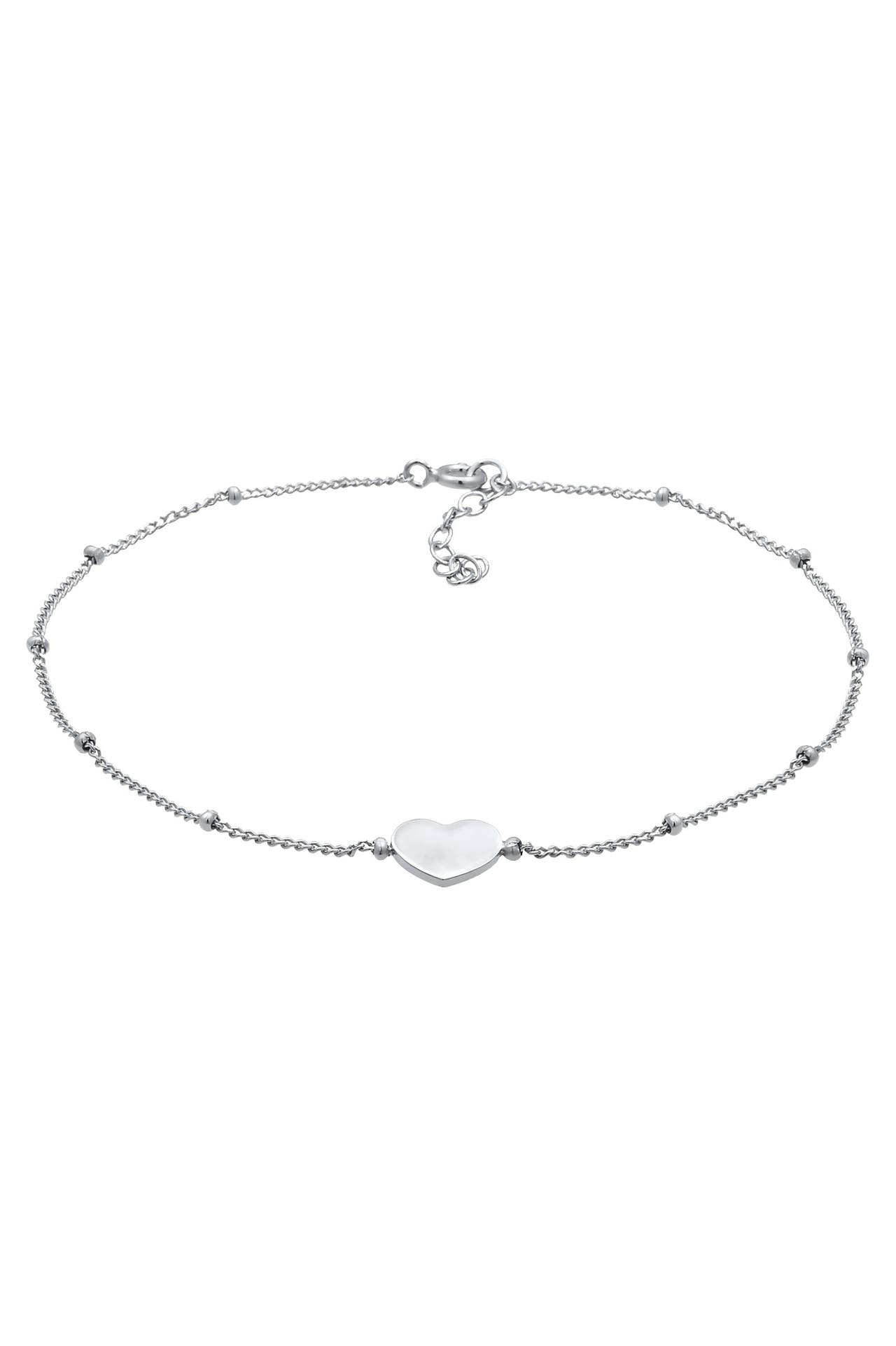 ELLI Fusskettchen Herzchen Kugelkette Verspielt Sommer 925 Silber Silber, Bild 1