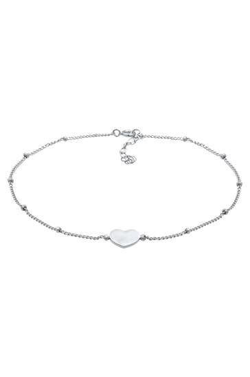 ELLI Fusskettchen Herzchen Kugelkette Verspielt Sommer 925 Silber Silber