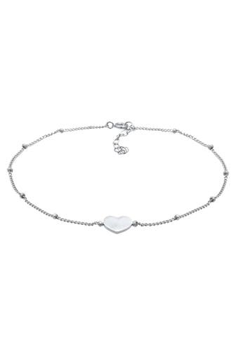 ELLI Fusskettchen Herzchen Kugelkette Verspielt Sommer 925 Silber Silber