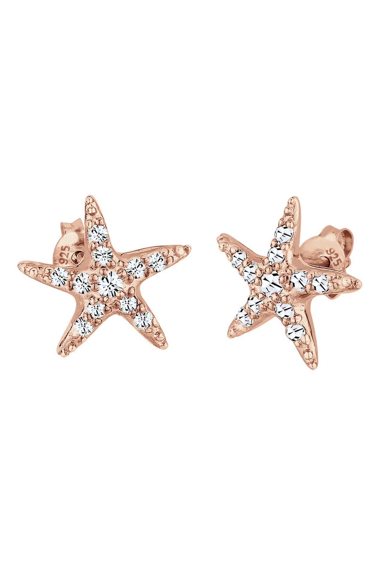 ELLI Ohrringe Seestern mit Kristalle funkelnd 925 Sterling Silber Rosegold, Bild 1