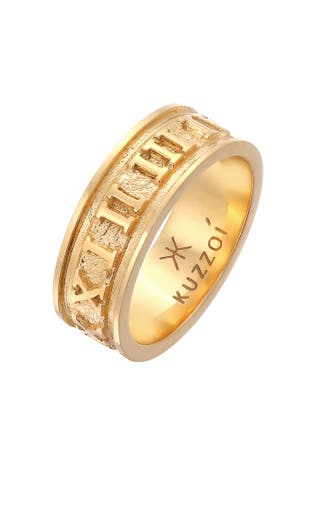 KUZZOI Ring Herren Bandring Römische Zahlen 925 Silber Gold