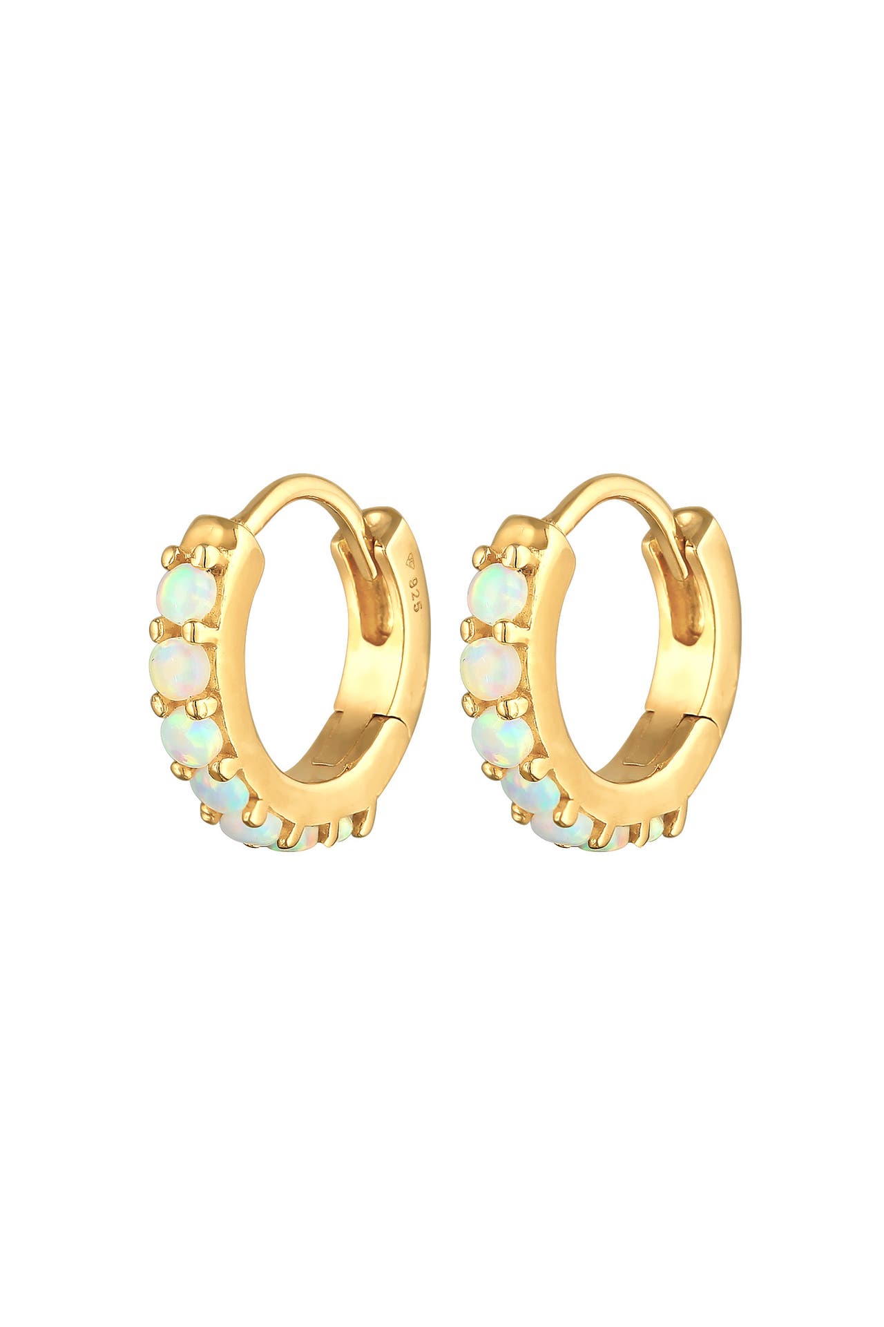 ELLI Ohrringe Creolen synthetischer Opal Klassik 925 Silber Gold, Bild 1