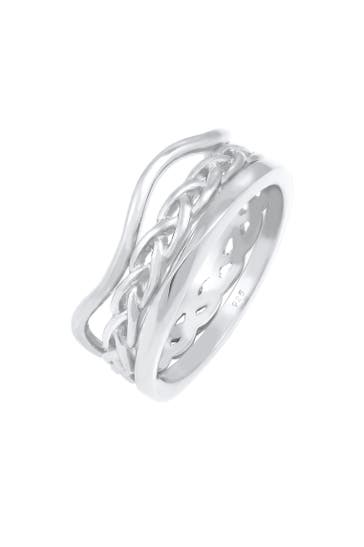 ELLI Ring Ringset Trend Welle Zopf Gedreht Style 925 Silber Silber