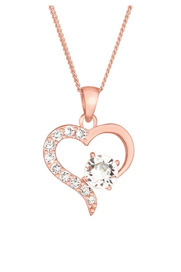 ELLI Kette Herz 925 Silber, mit Kristallen von Swarovski® Rosegold