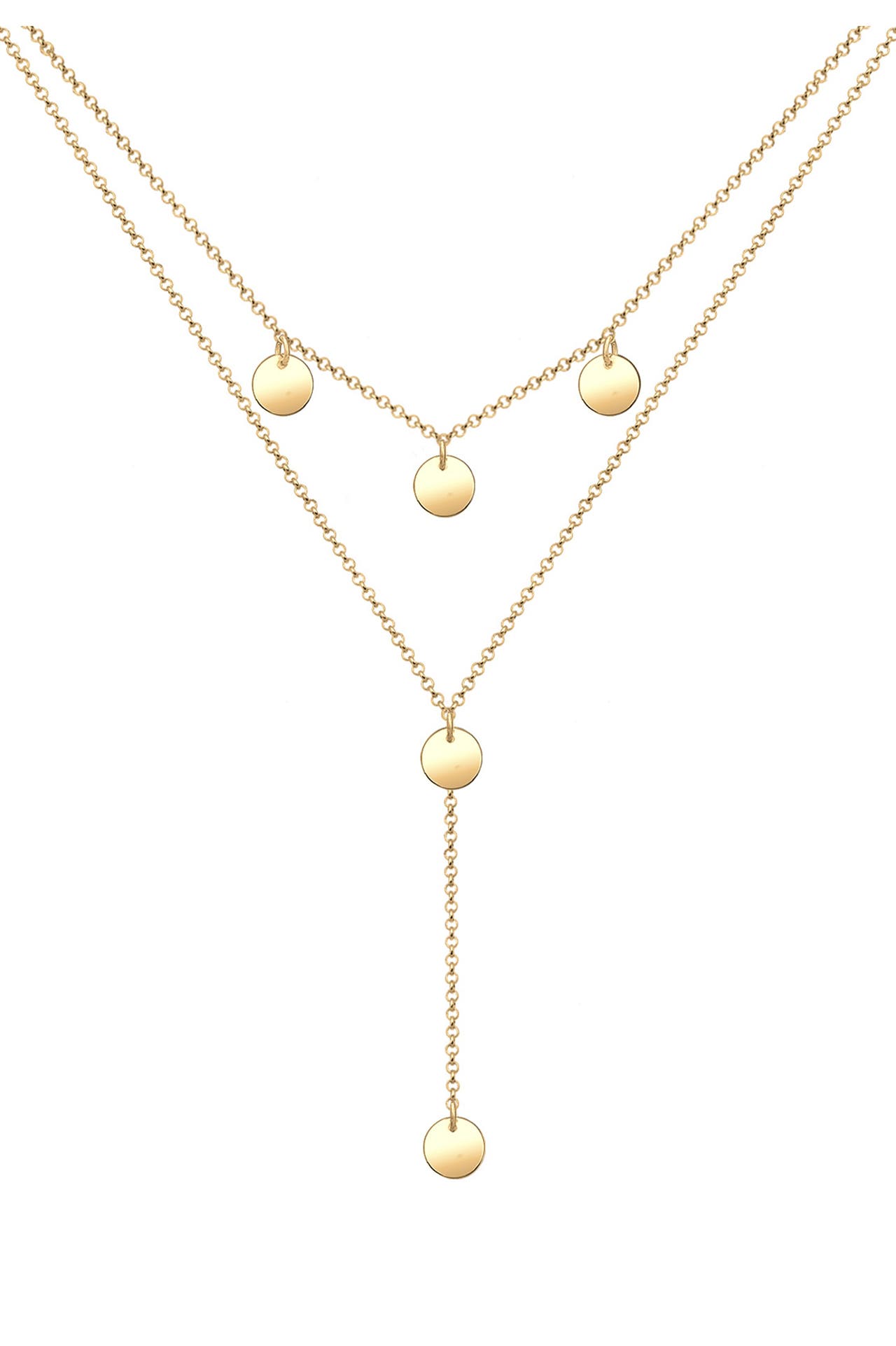 ELLI Kette Y-Kette Geo Layer Kreis Plättchen 925 Silber Gold, Bild 1