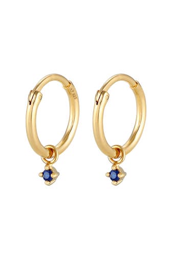 ELLI Ohrringe Creolen Anhänger Saphir Synthetisch 925 Silber Gold