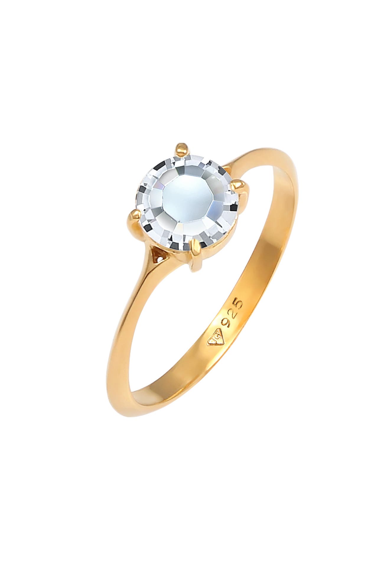 ELLI Ring Solitär Rund Verlobung Kristalle 925 Sterling Silber Gold, Bild 1