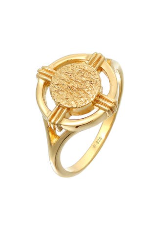 ELLI Ring Coin Rund Kreis Organic Retro Look 925 Silber