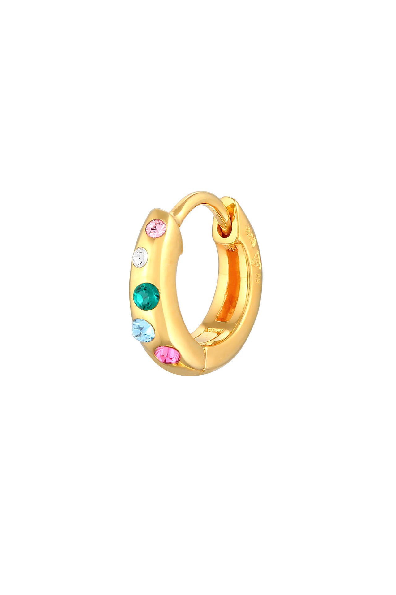 ELLI Ohrringe Single Creole Kristalle Bunt 925 Silber Gold, Bild 1