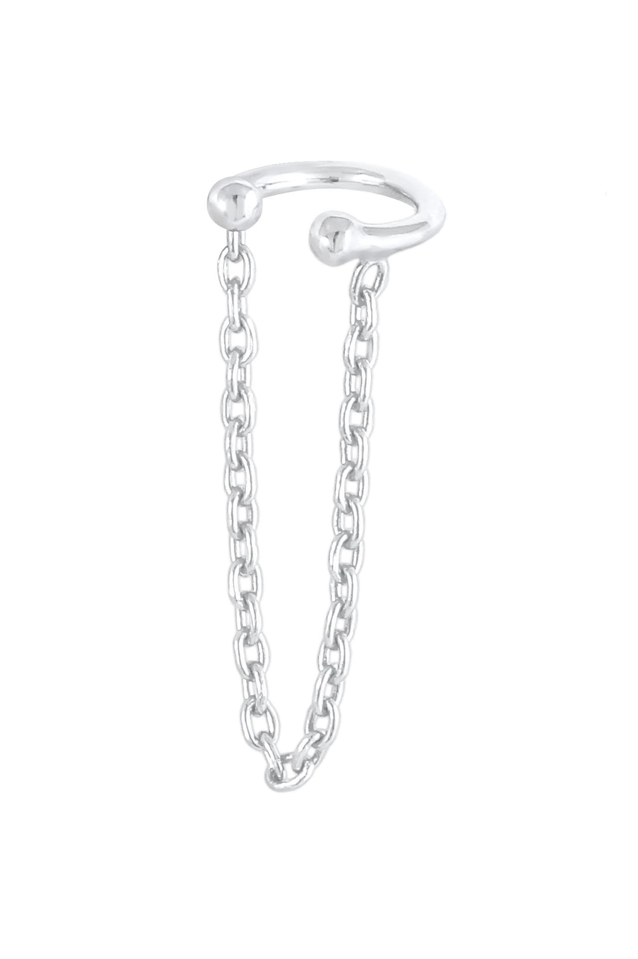 ELLI Ohrringe Earcuff Klemme Kettchen 925 Silber Silber, Bild 1