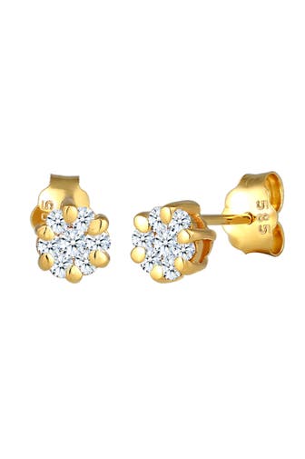 ELLI DIAMONDS Ohrringe Ohrstecker Diamant Weiß Brillantschliff (0.024 ct) 585 Gelbgold Gold