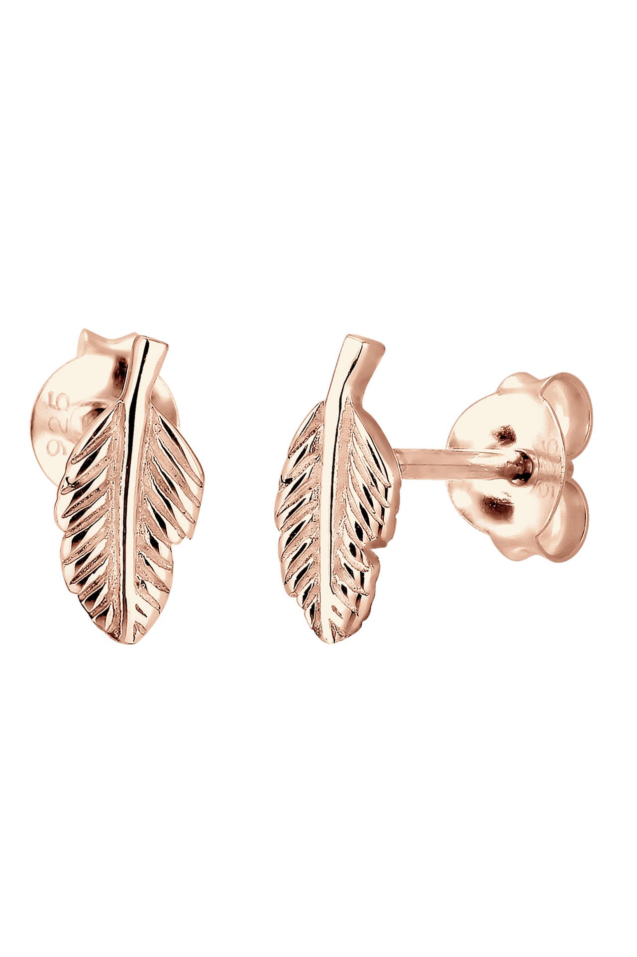 ELLI Ohrringe Ohrstecker Feder hippie 925 Sterling Silber Rosegold, Bild 1