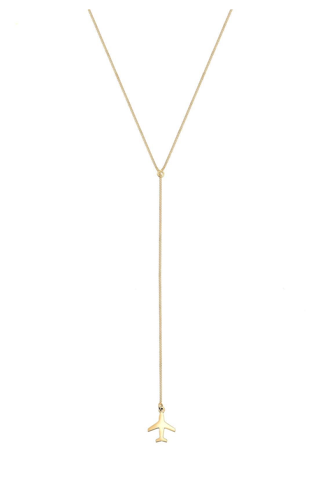 ELLI Kette Y-Kette Flugzeug 925 Sterling Silber vergoldet Gold, Bild 1