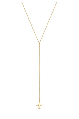 ELLI Kette Y-Kette Flugzeug 925 Sterling Silber vergoldet Gold
