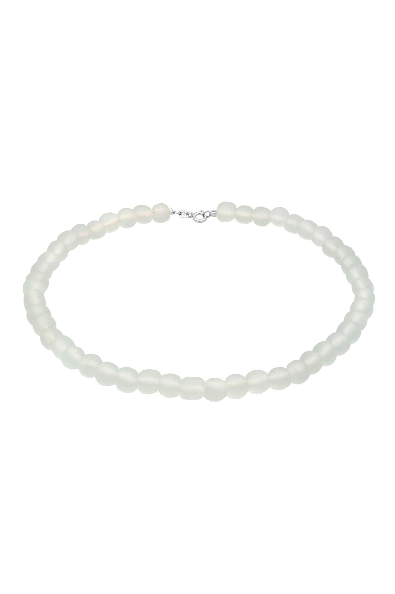 ELLI Kette Glas Bead Matt Weiß 925 Silber Weiß, Bild 1