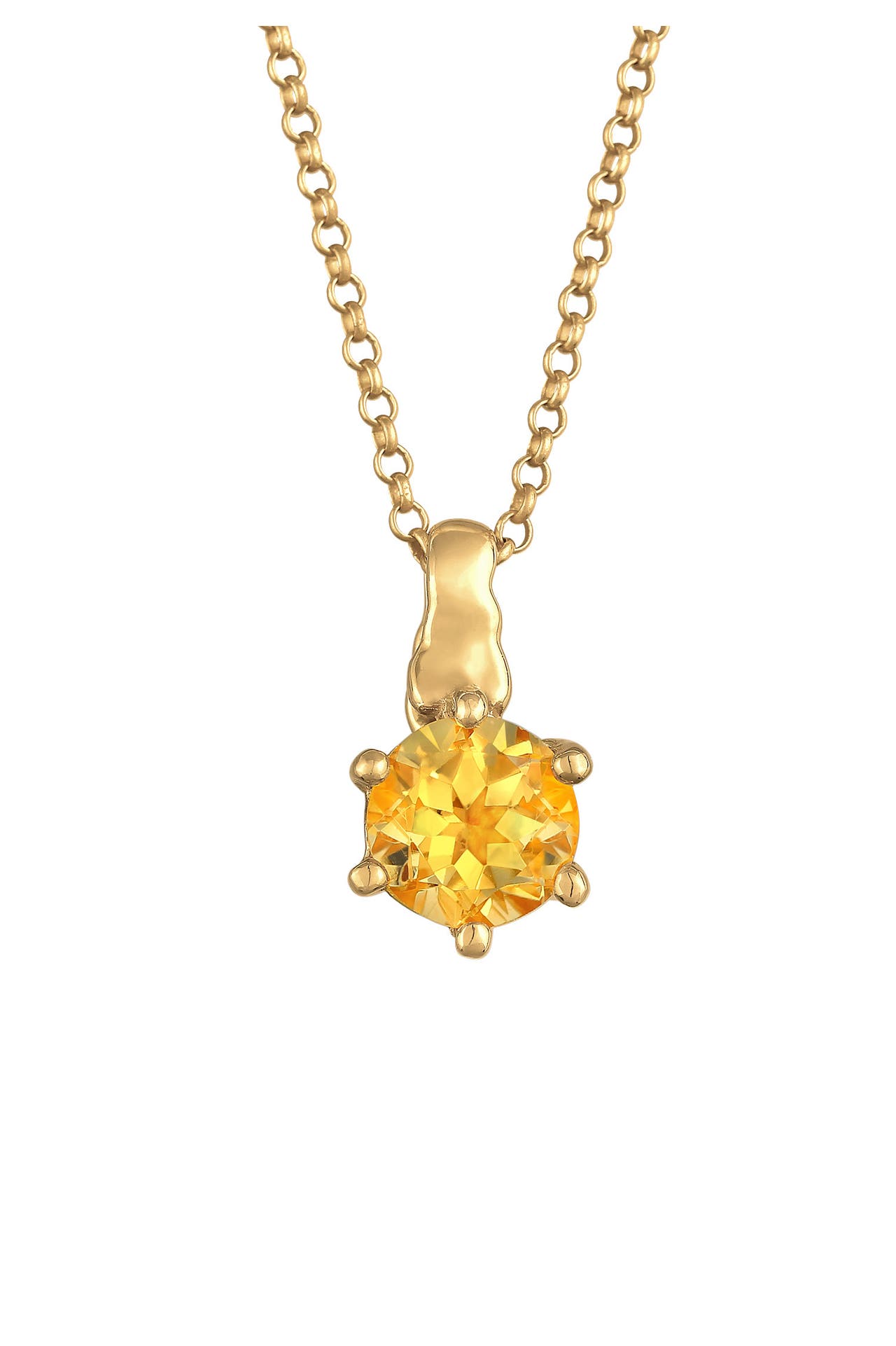 ELLI Kette Citrin Solitär Klassik 925 Silber Gold, Bild 1
