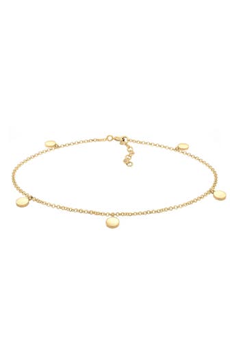 ELLI Fusskettchen Fußkette mit Plättchen Sommer 925er Silber Gold