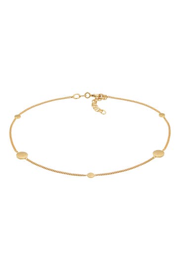 ELLI Fusskettchen Coin Kreis Disc Trend Minimal 925 Sterling Silber Gold