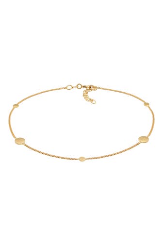 ELLI Fusskettchen Coin Kreis Disc Trend Minimal 925 Sterling Silber Gold