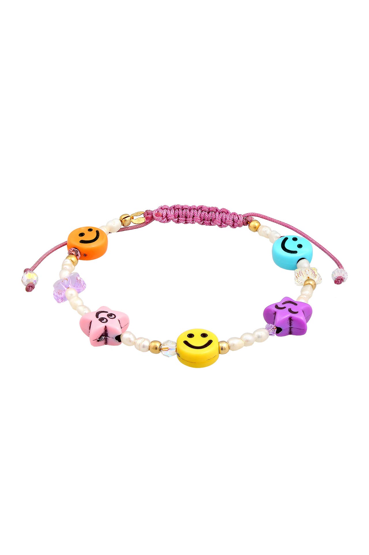 ELLI Armband Süßwasserperlen Smiling Stern Nylon 925 Silber Bunt, Bild 1