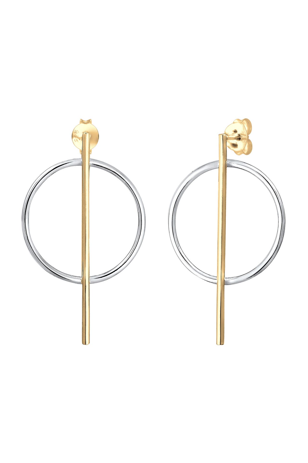 ELLI Ohrringe Ohrstecker Rund Bicolor 925 Sterling Silber vergoldet Gold, Bild 1