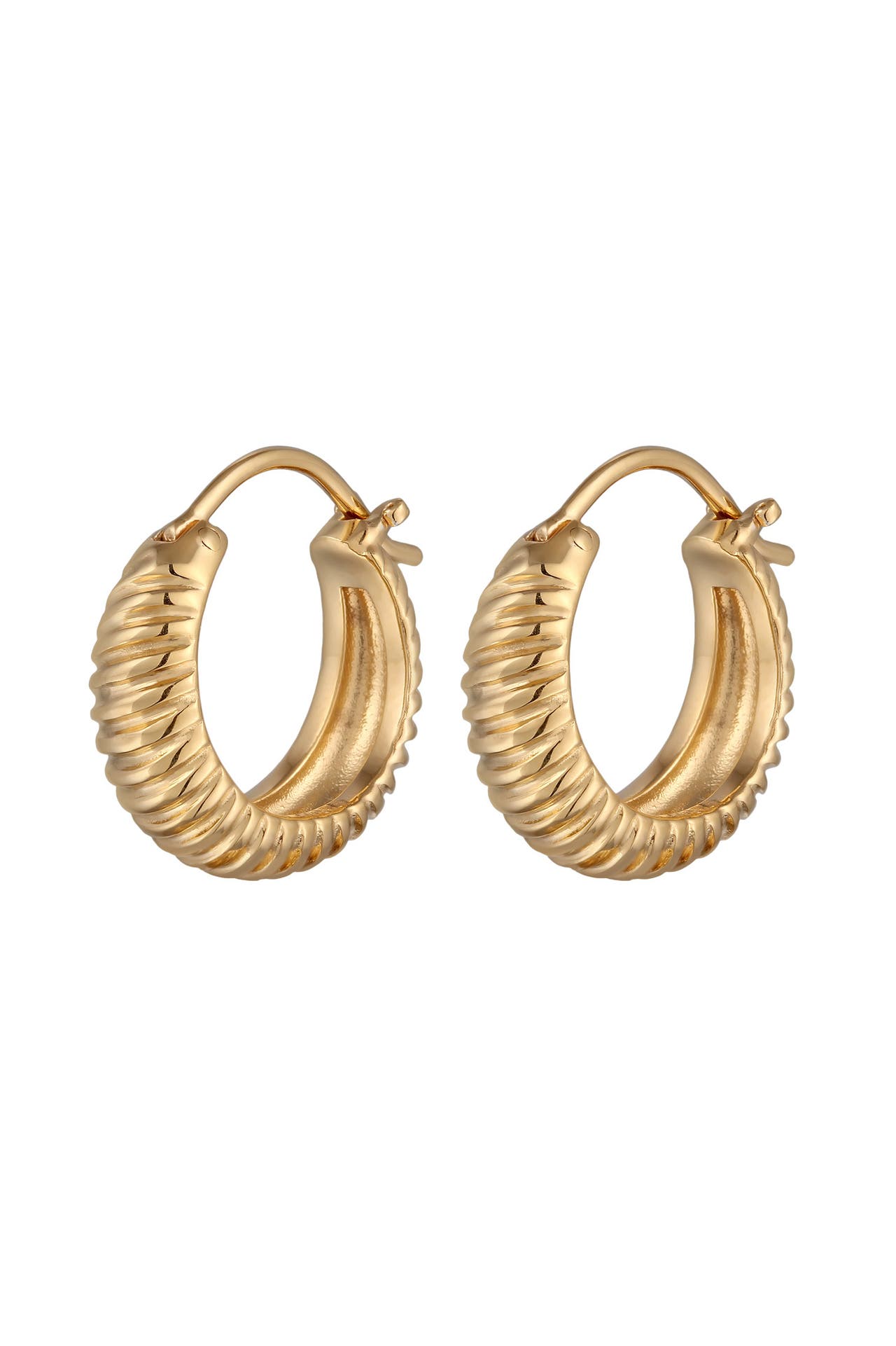 ELLI Ohrringe Creolen Rillen 925 Sterling Silber vergoldet Gold, Bild 1