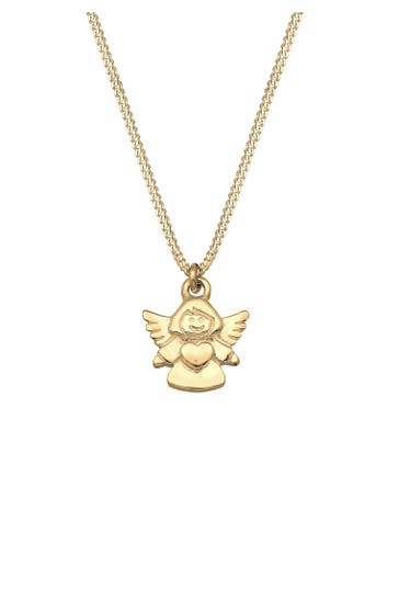 ELLI PREMIUM Halskette Kinder Engel Taufe Kommunion Talisman 375 Gelbgold
