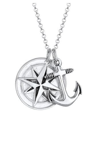 KUZZOI Kette Kompass Anker 925 Sterling Silber Silber
