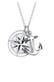 Kette Kompass Anker 925 Sterling Silber Silber