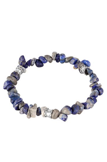 KUZZOI Armband Herren Lapis Lazuli Vintage Bead 925 Silber Silber