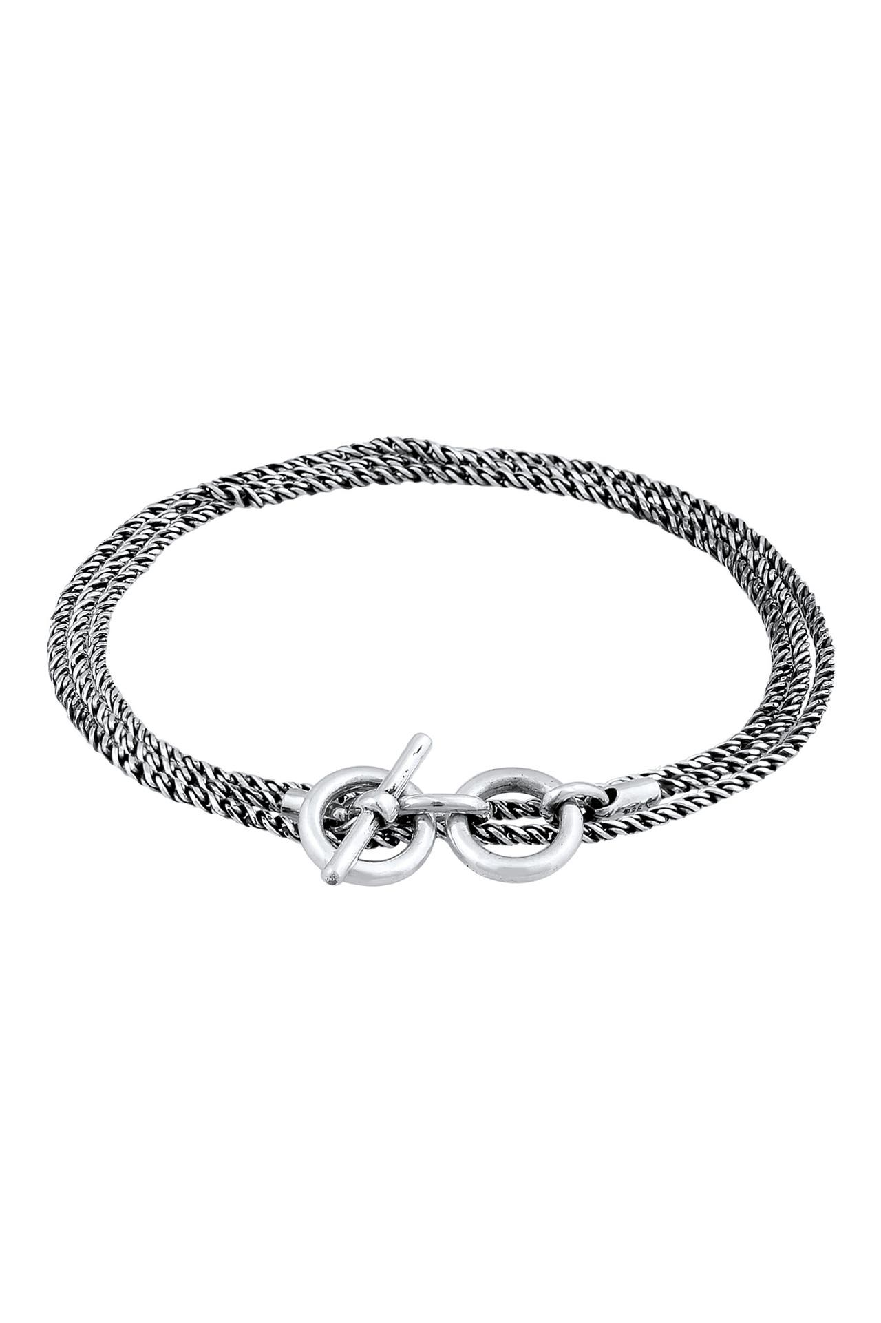 KUZZOI Armband Männer Kordelkette T-Bone Oxidiert 925 Silber Grau, Bild 1