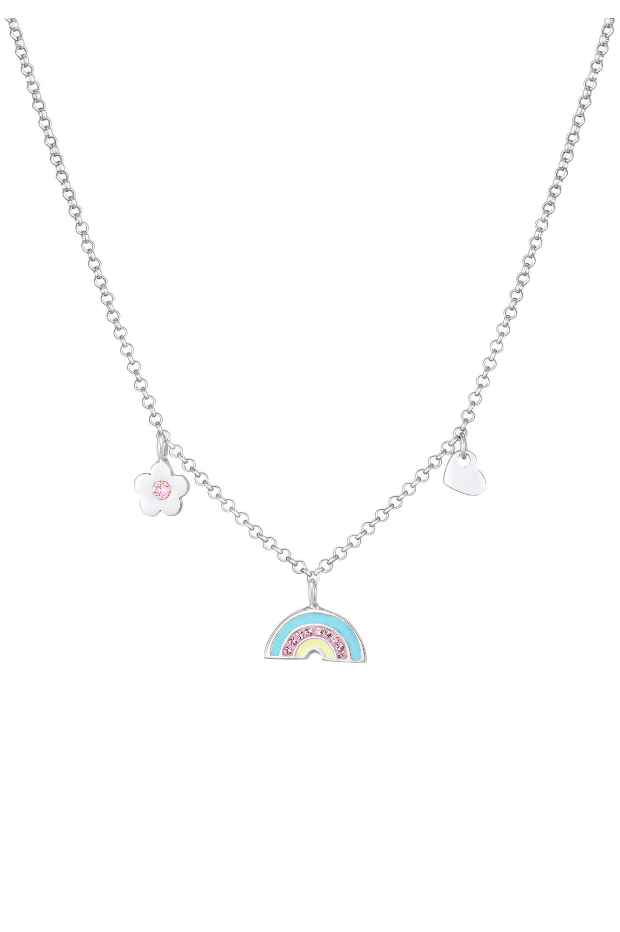 ELLI Halskette Kinder Regenbogen Herz Blume 925 Sterling Silber, mit Kristallen von Swarovski®, Bild 1
