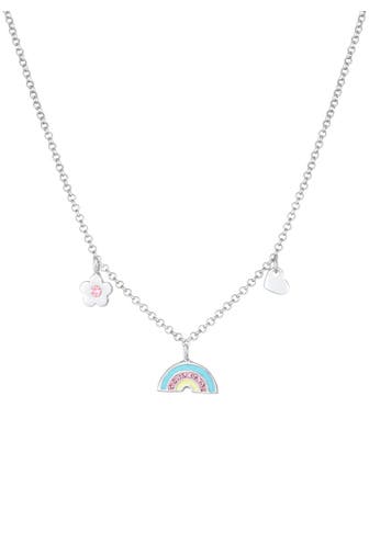 ELLI Halskette Kinder Regenbogen Herz Blume 925 Sterling Silber, mit Kristallen von Swarovski®