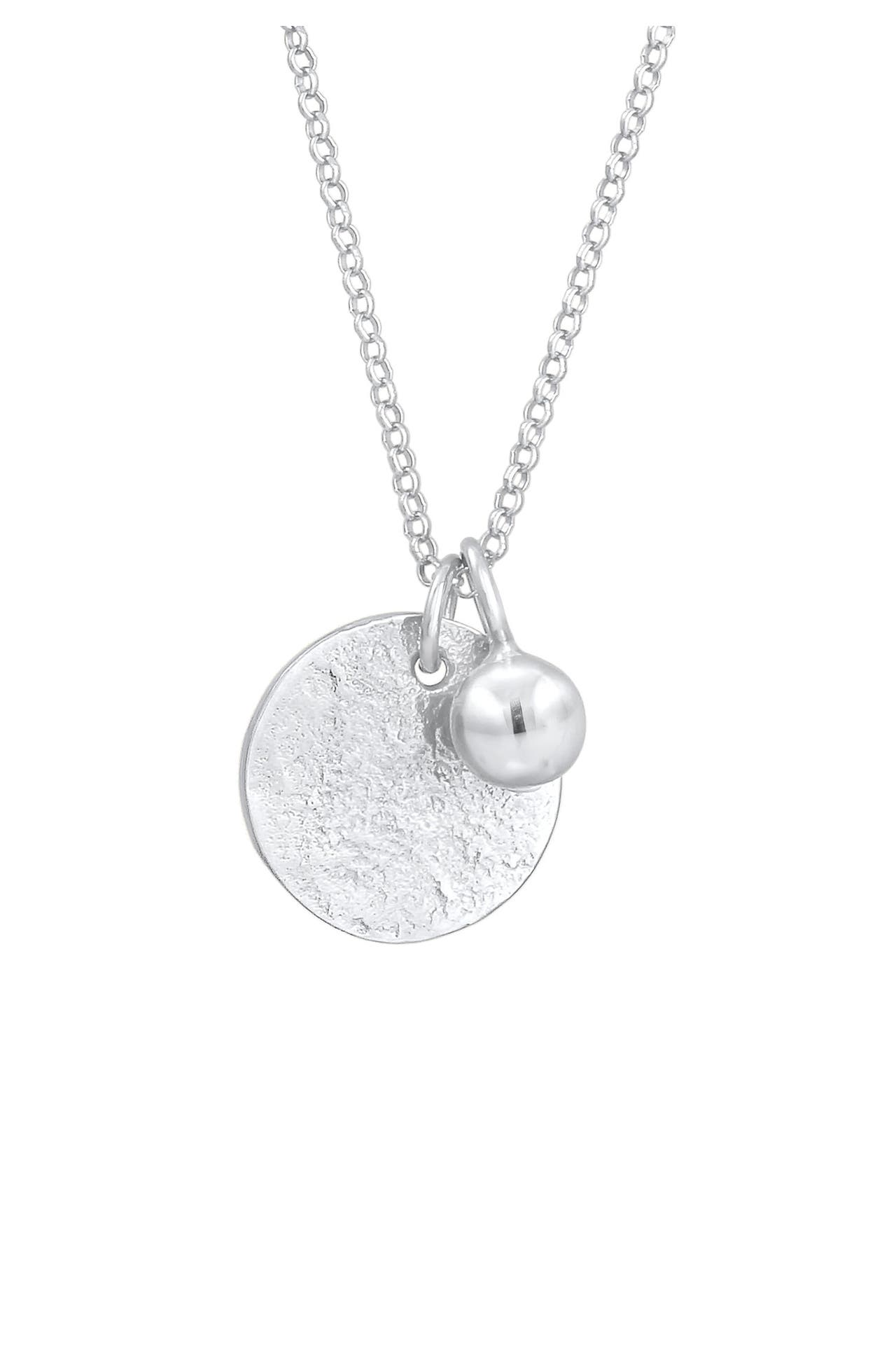 ELLI Kette Plättchen Münze Organic Look Geo Kugel 925 Silber Silber, Bild 1