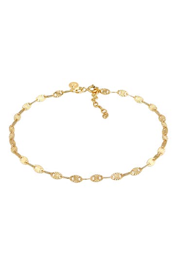 ELLI PREMIUM Fusskettchen Stern Look Plättchen Vintage Design 925 Silber Gold