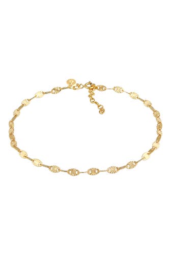 ELLI PREMIUM Fusskettchen Stern Look Plättchen Vintage Design 925 Silber Gold