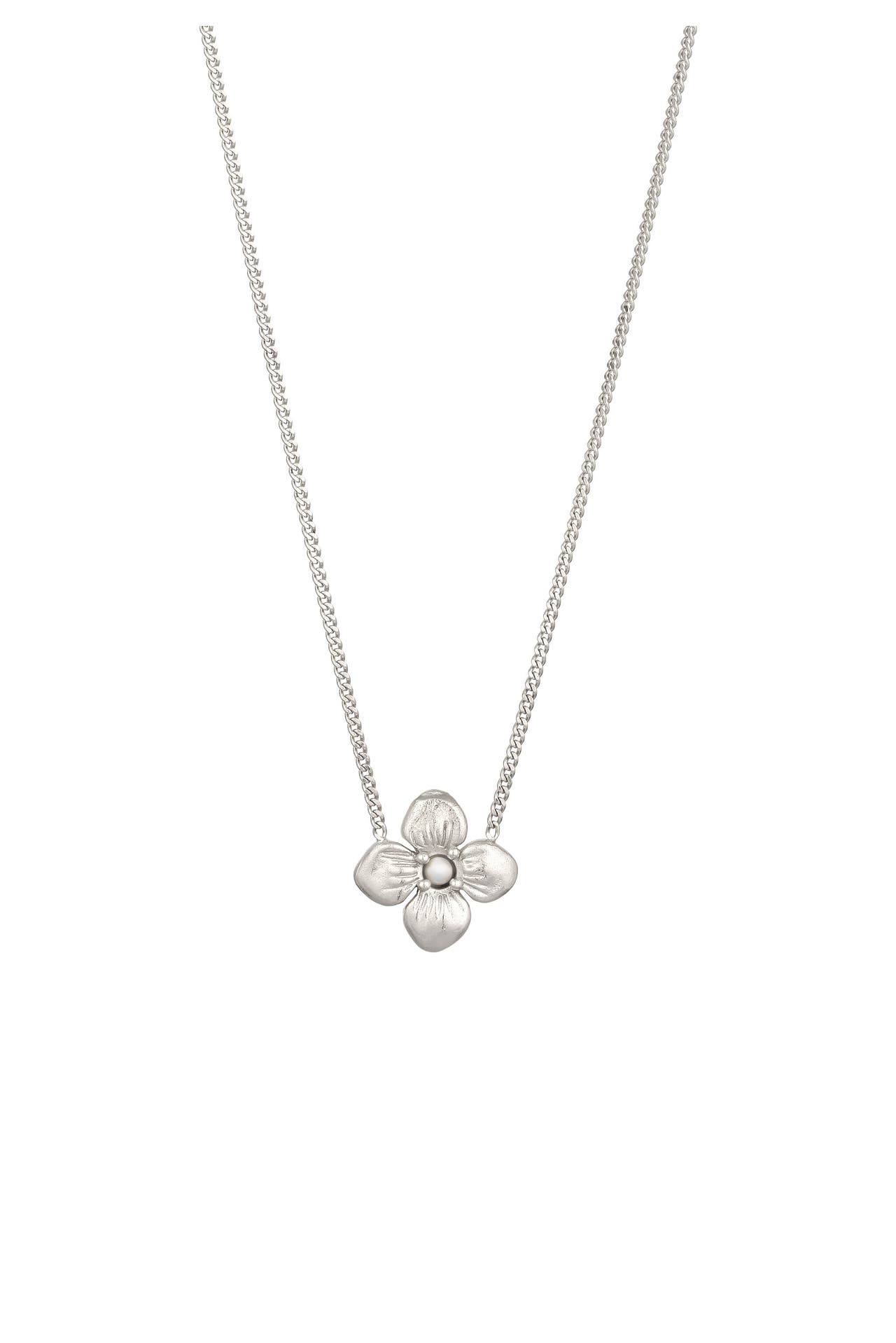 ELLI Kette Blume Synthetische Perle Weiß 925 Sterling Silber Silber, Bild 1