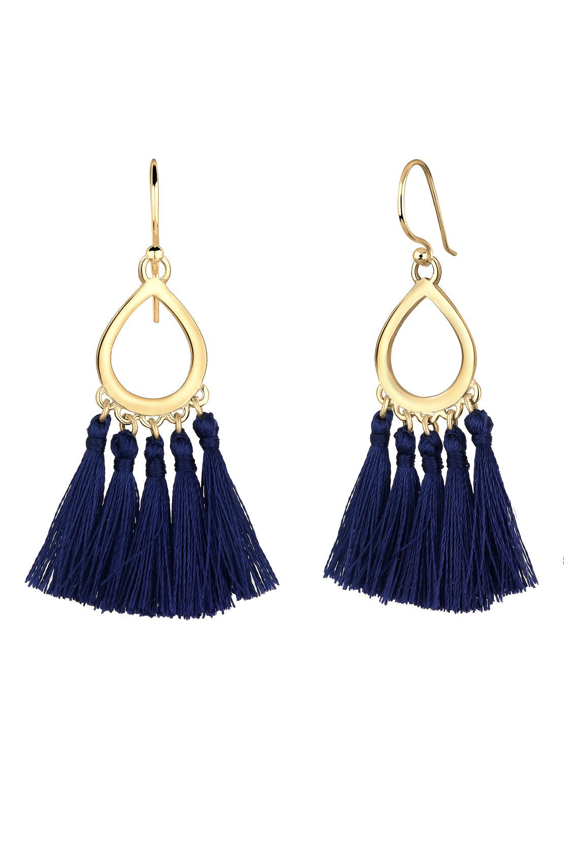 ELLI Ohrringe Hänger Tassel Quaste Tropfen 925 Silber Dunkelblau, Bild 1