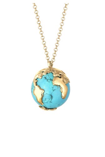 ELLI Kette Globus Synthetischer Türkis 925 Sterling Silber Gold