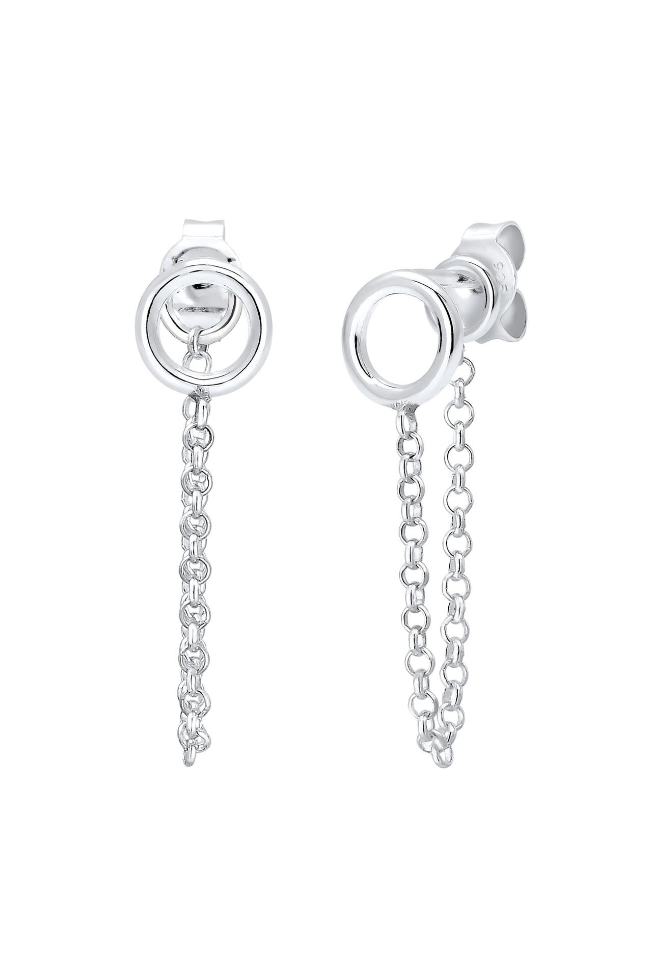 ELLI Ohrringe Stecker Kreis mit Kette 925 Silber Silber, Bild 1