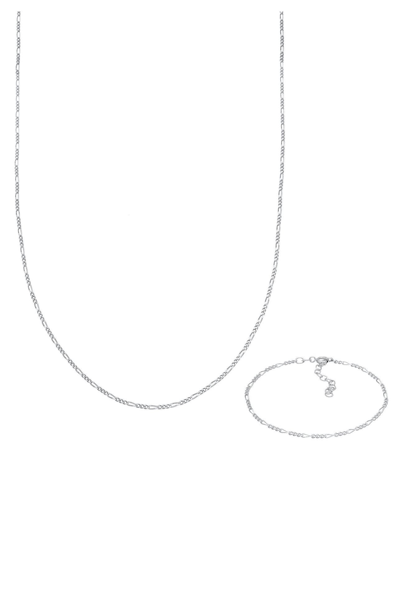 ELLI Schmuckset Figaro Halskette Armband Basic Allround 925 Silber Silber, Bild 1