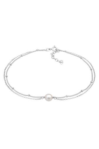 ELLI Fusskettchen Muschelkernperle Kugelkette Layer 925 Silber Silber